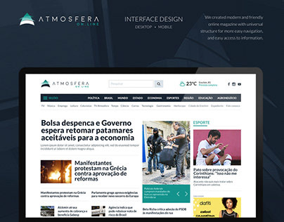 Projeto Atmosfera Online, portal de notícias por Mark Sousa